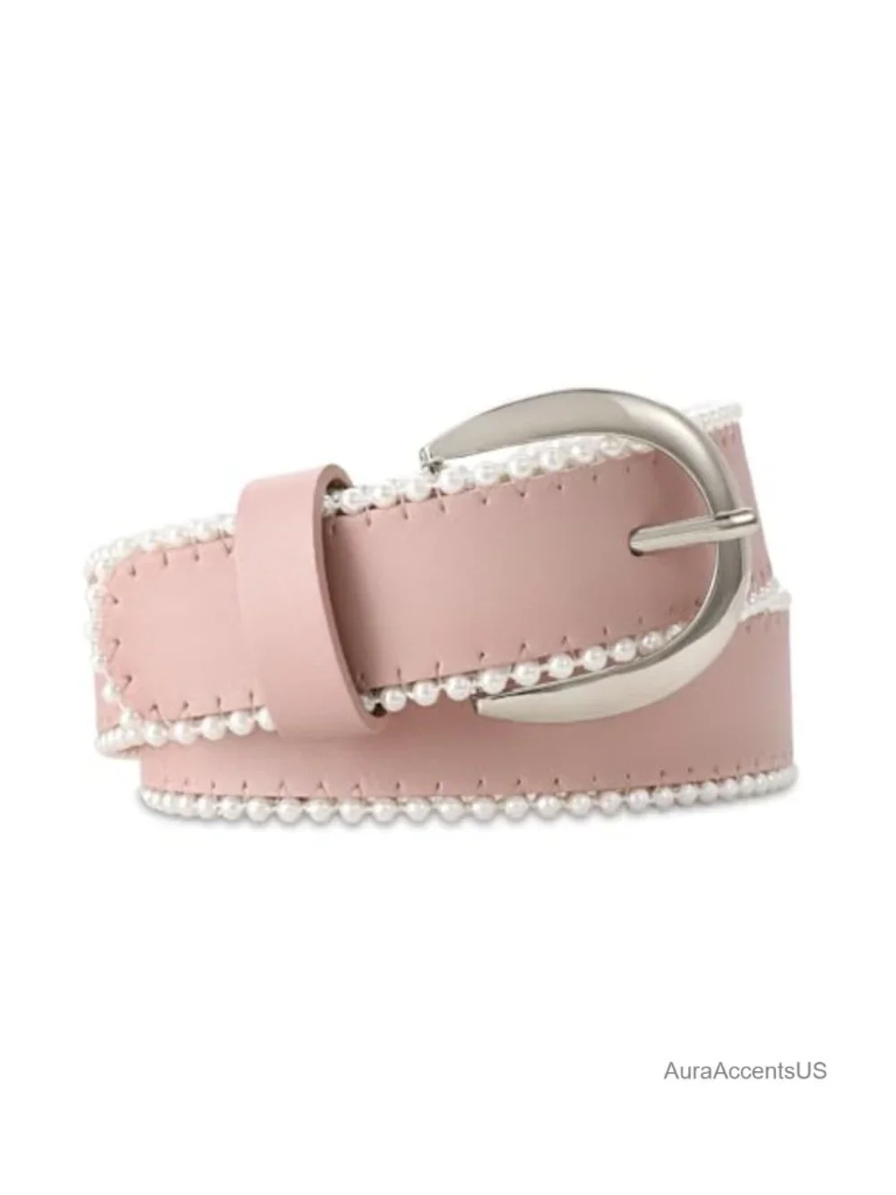 Leather Fashion Belt with Silver Buckle